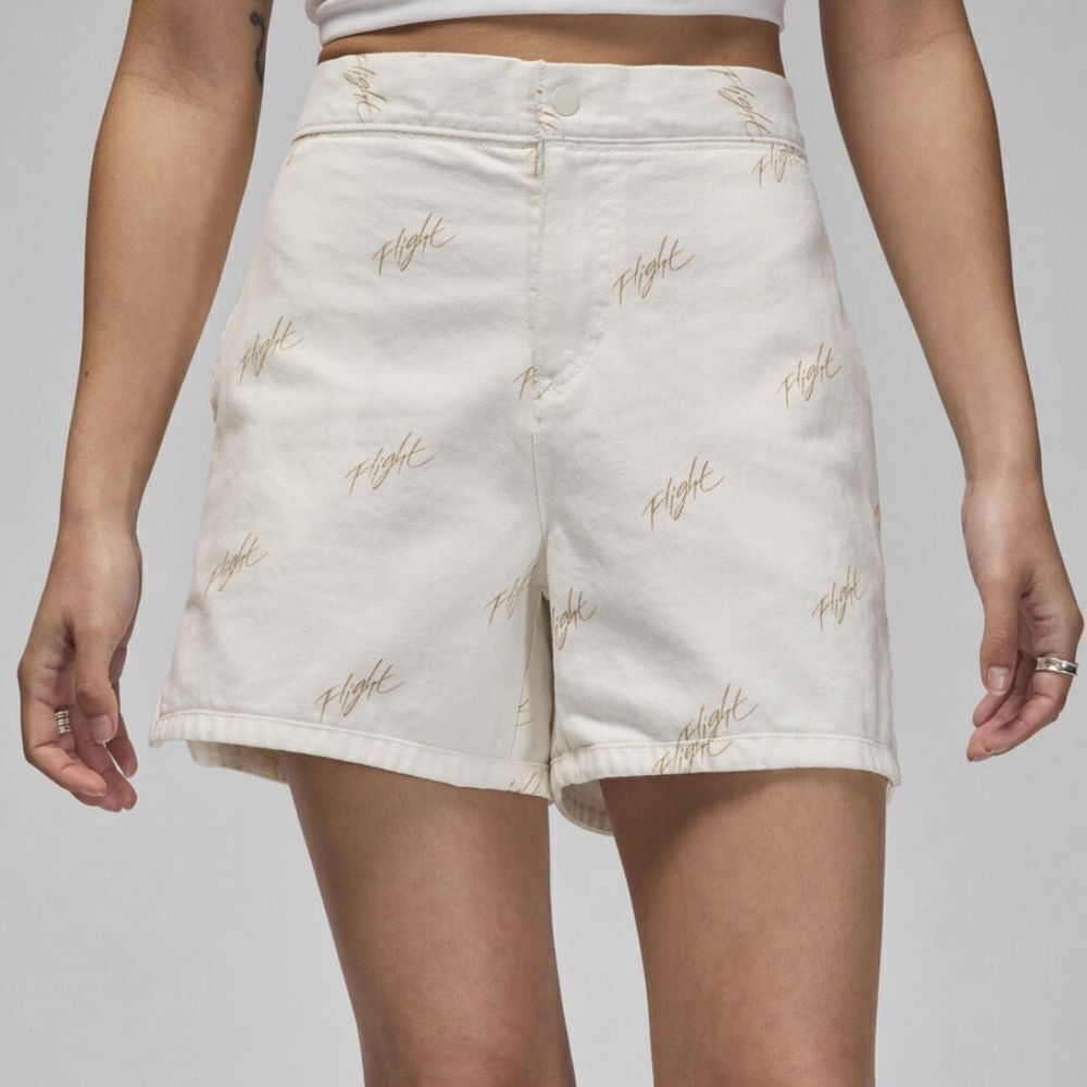 Nike Air Jordan MVP Flight Denim Jean Shorts White Beige Women's Large L AOP New